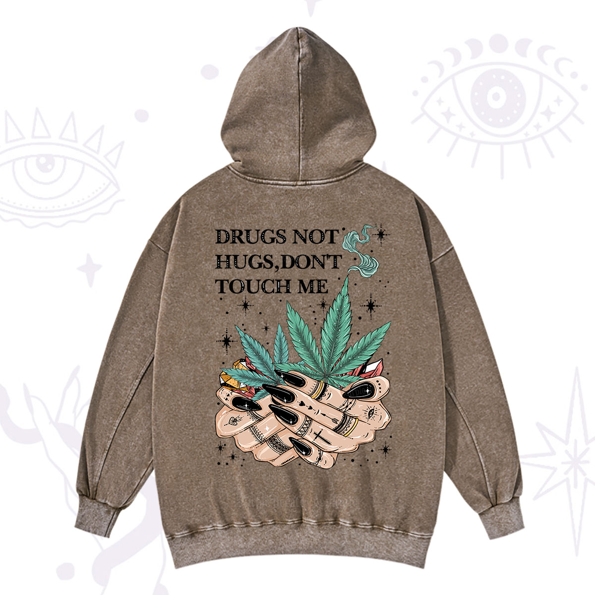 Purplehecate Drugs Not Hugs Washed Hoodie