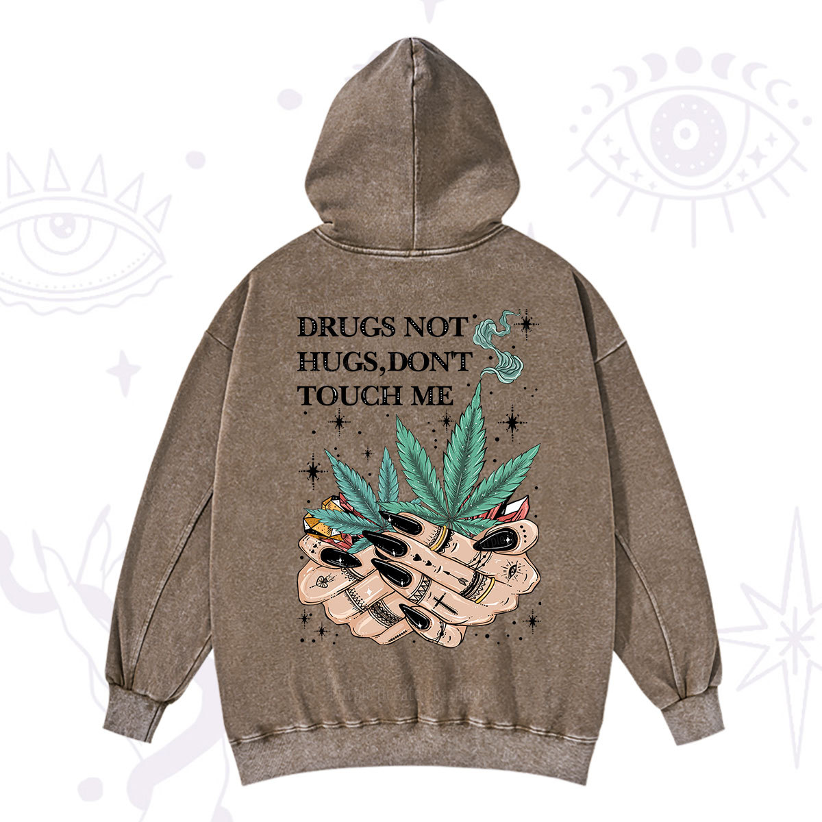 Purplehecate Drugs Not Hugs Washed Hoodie