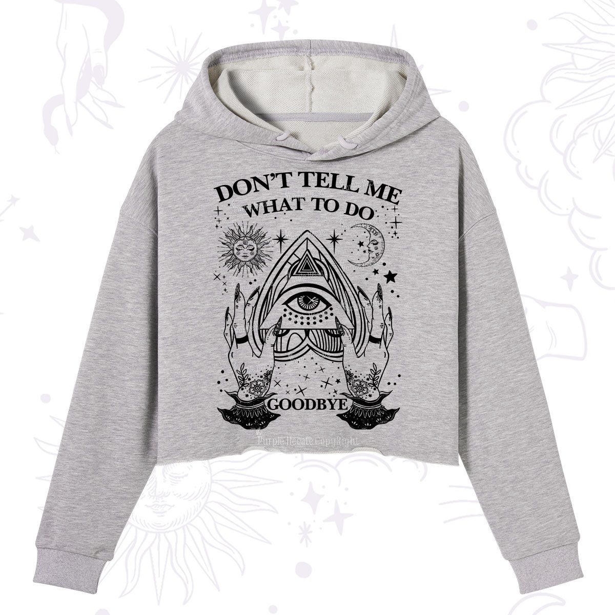Purplehecate Don't Tell Me What To Do Witch Planchette Eye Crop Hoodie