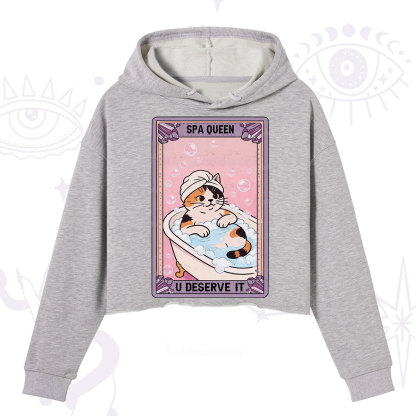 Purplehecate The Spa Queen Cat Tarot Crop Hoodie