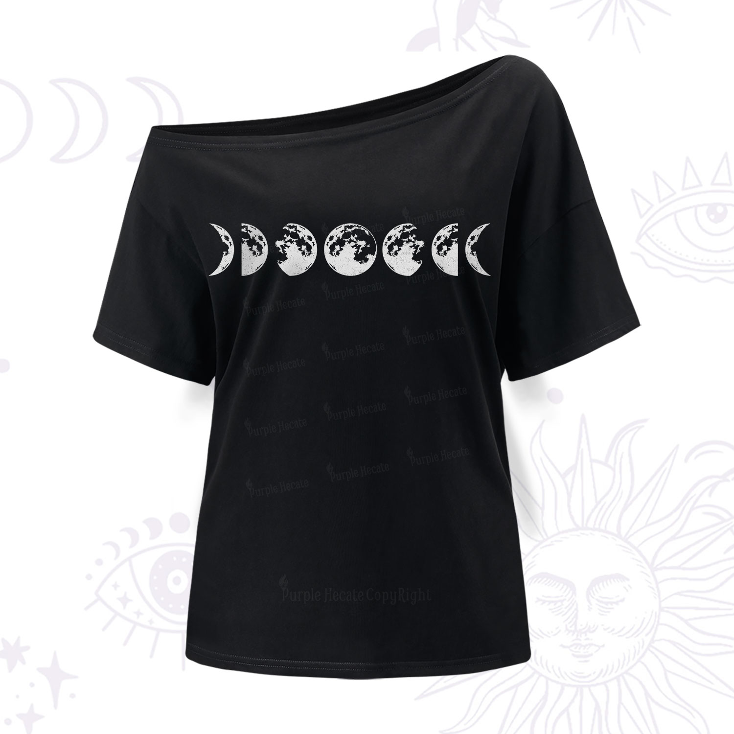 Purplehecate Moon Phases One Shoulder T-Shirt