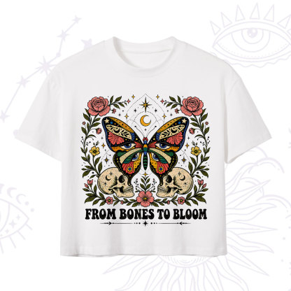 Purplehecate From Bones to Bloom Butterfly Crop T-Shirt