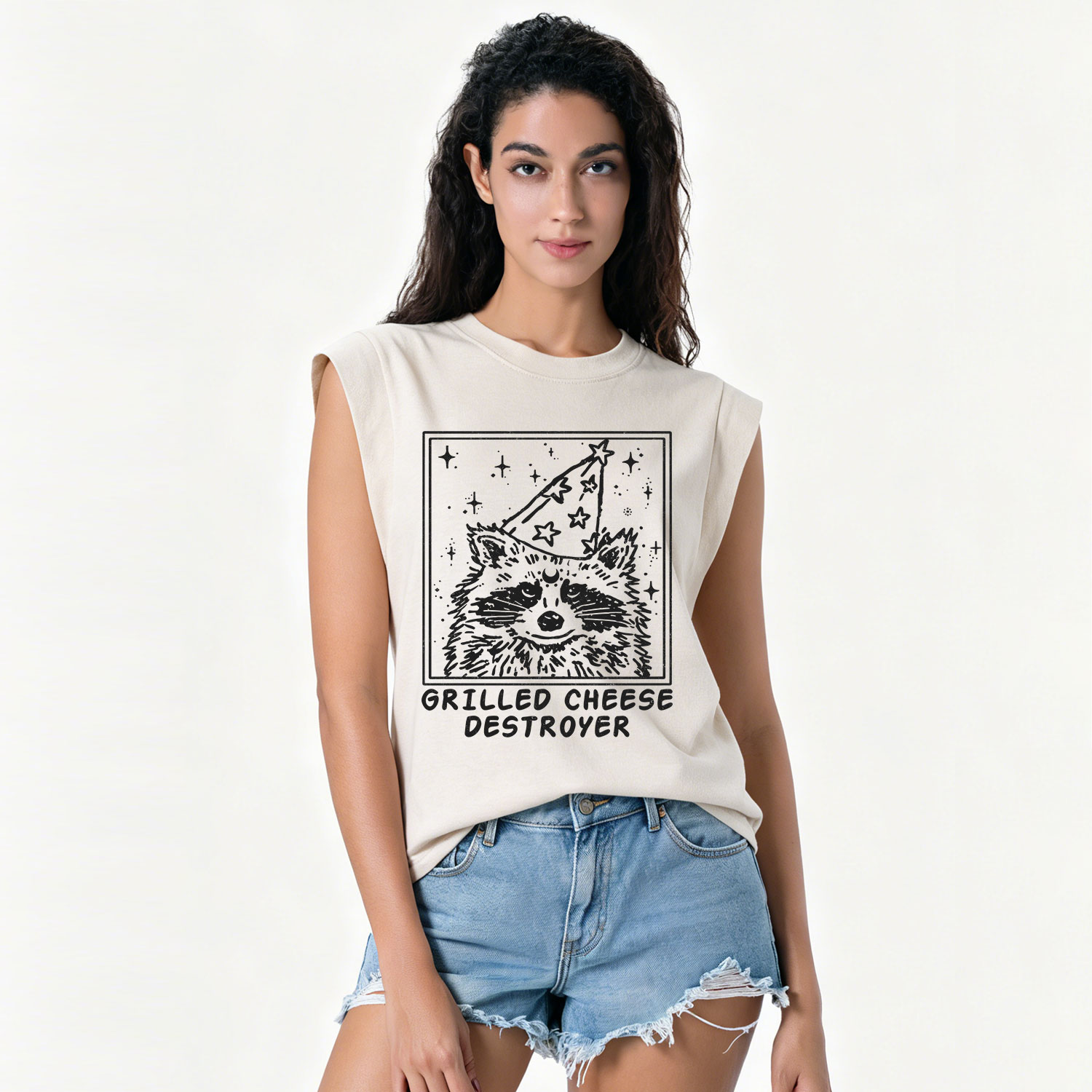 Purplehecate Grilled Cheese Destroyer Raccoon Vintage Washed Tank