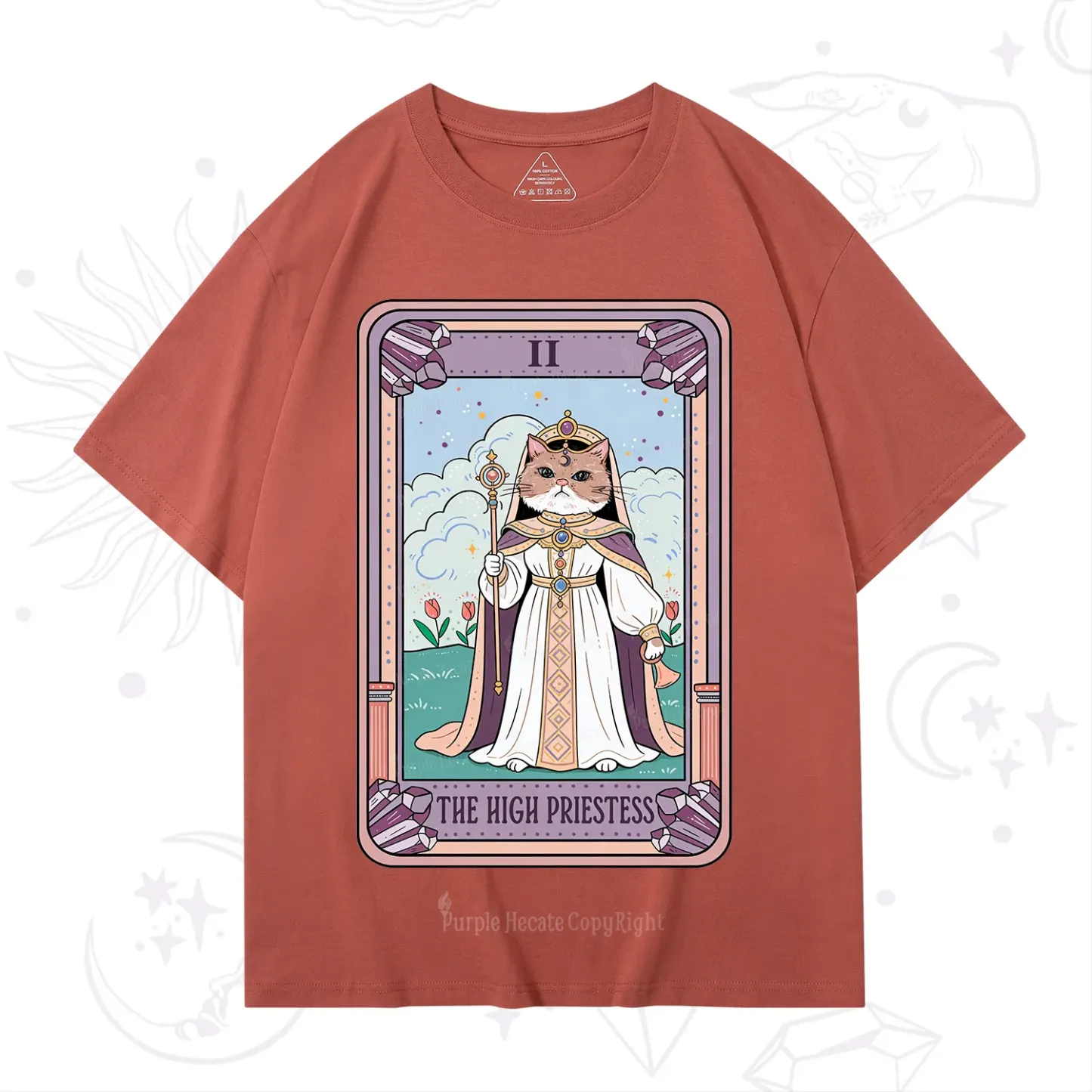 Purplehecate The High Priestess Cat Tarot T-Shirt