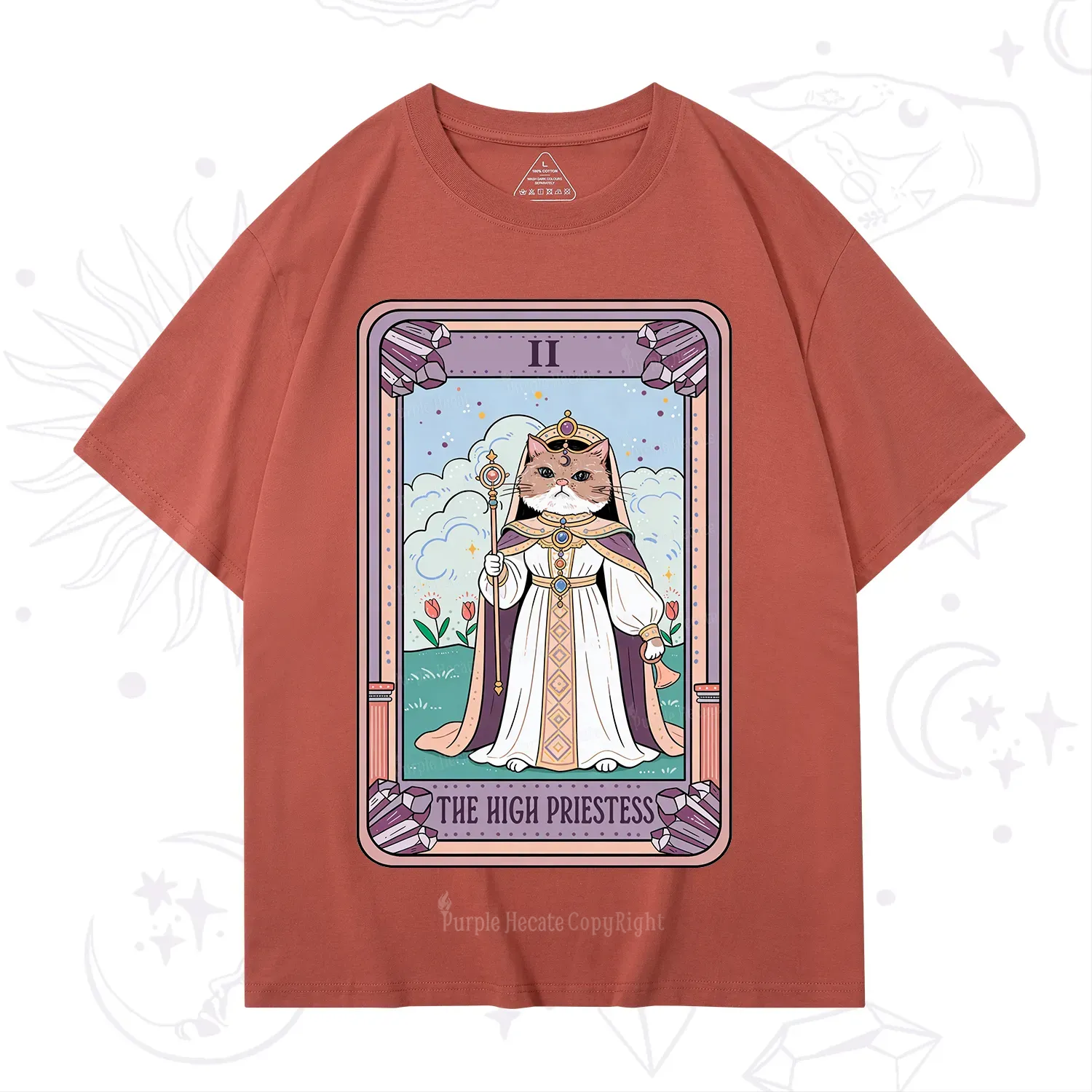 Purplehecate The High Priestess Cat Tarot T-Shirt