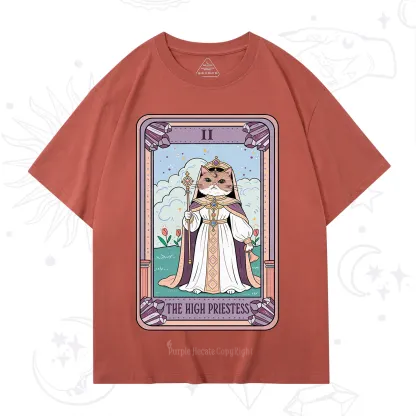 Purplehecate The High Priestess Cat Tarot T-Shirt