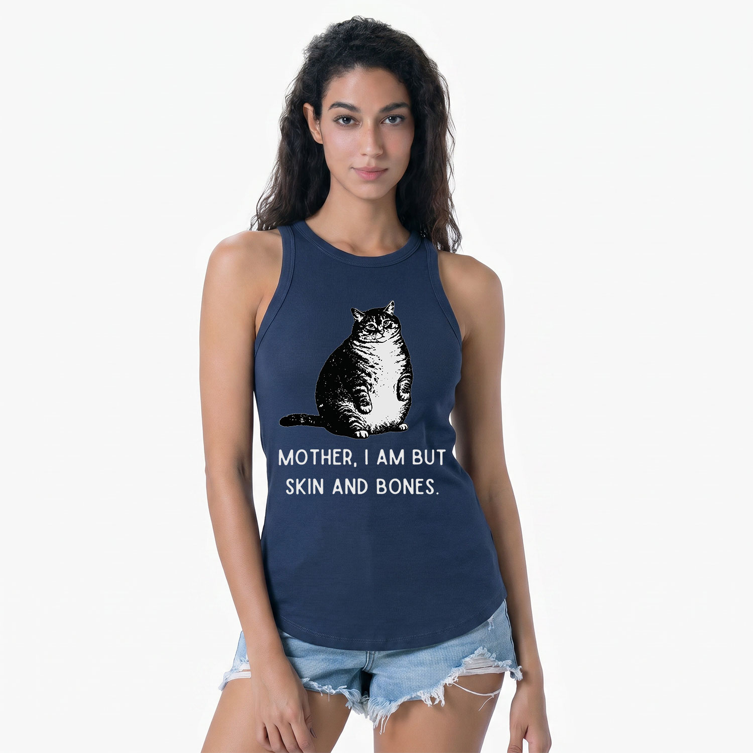 Purplehecate Cat Mother I Am But Skin And Bones Racerback Tank Top