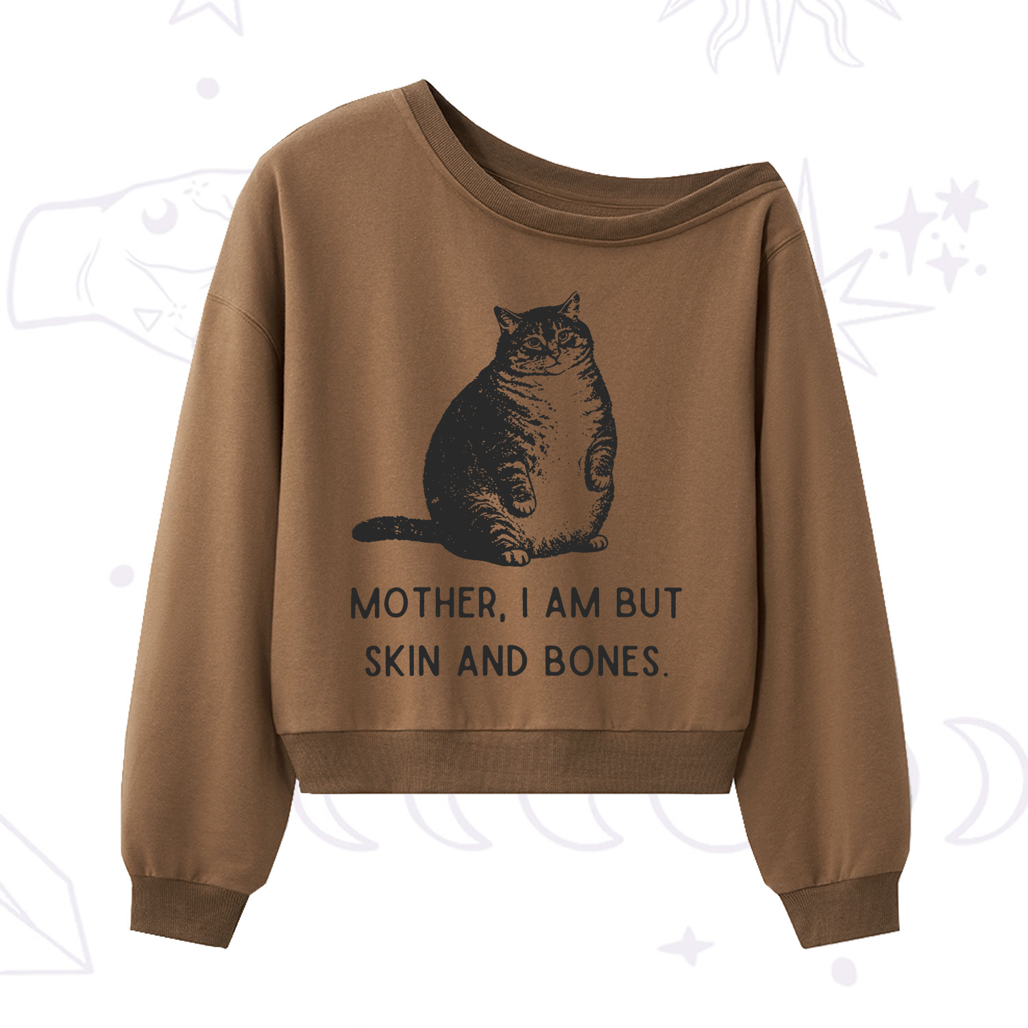 Purplehecate Cat Mother I Am But Skin And Bones One Shoulder Sweatshirt