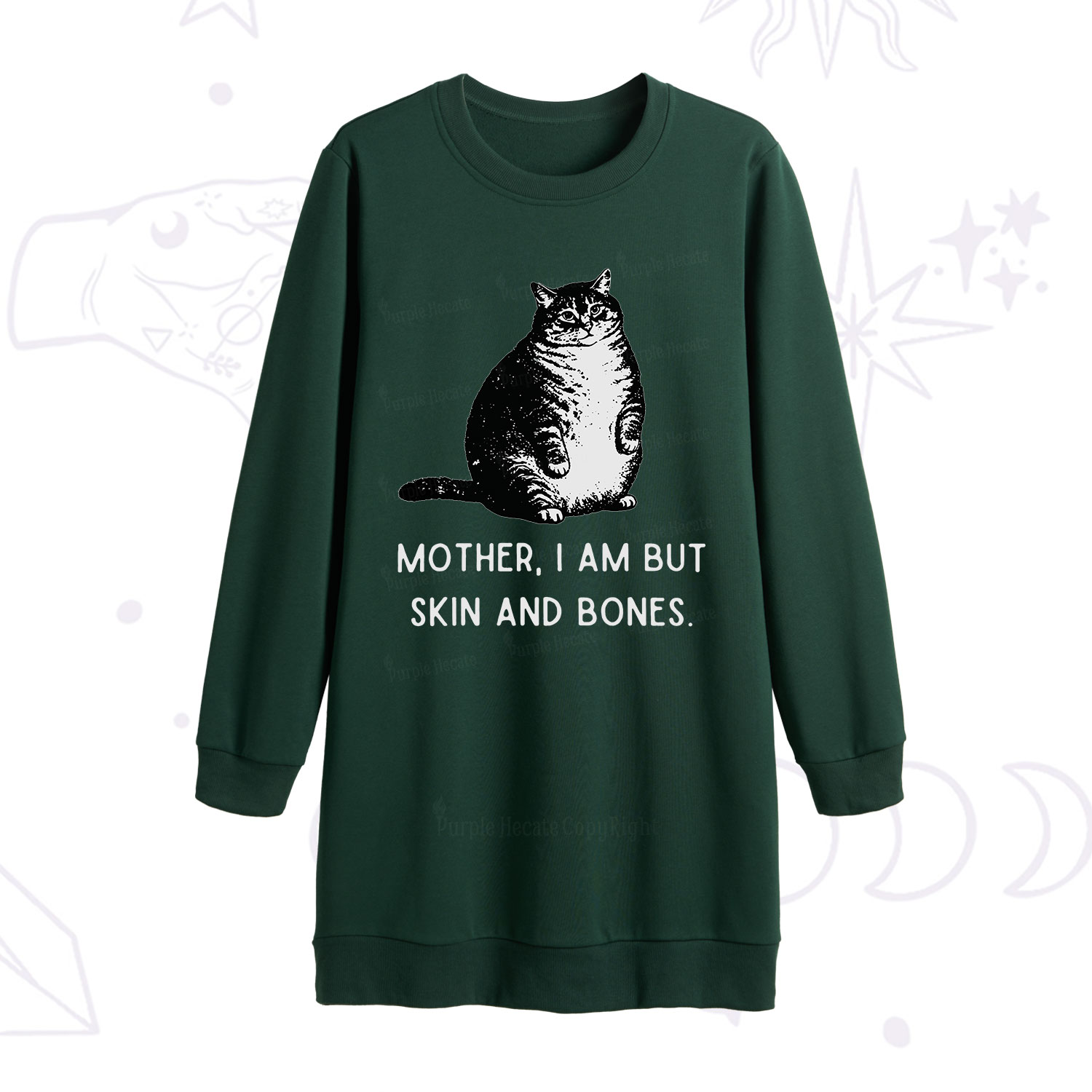 Purplehecate Cat Mother I Am But Skin And Bones Sweatshirt Dress