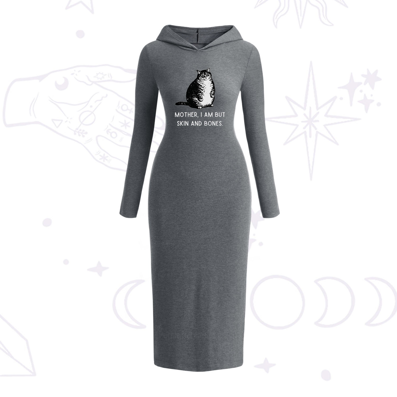 Purplehecate Cat Mother I Am But Skin And Bones Hooded Knit Dress