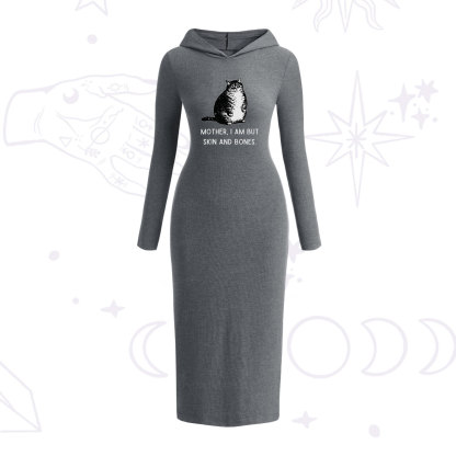 Purplehecate Cat Mother I Am But Skin And Bones Hooded Knit Dress