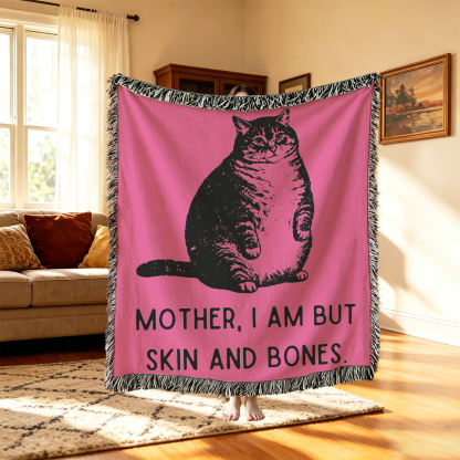 Purplehecate Cat Mother I Am But Skin And Bones Woven Tapestry Blanket