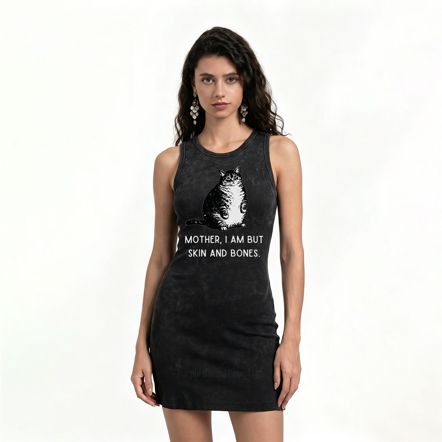 Purplehecate Cat Mother I Am But Skin And Bones Vintage Bodycon Tank Dress