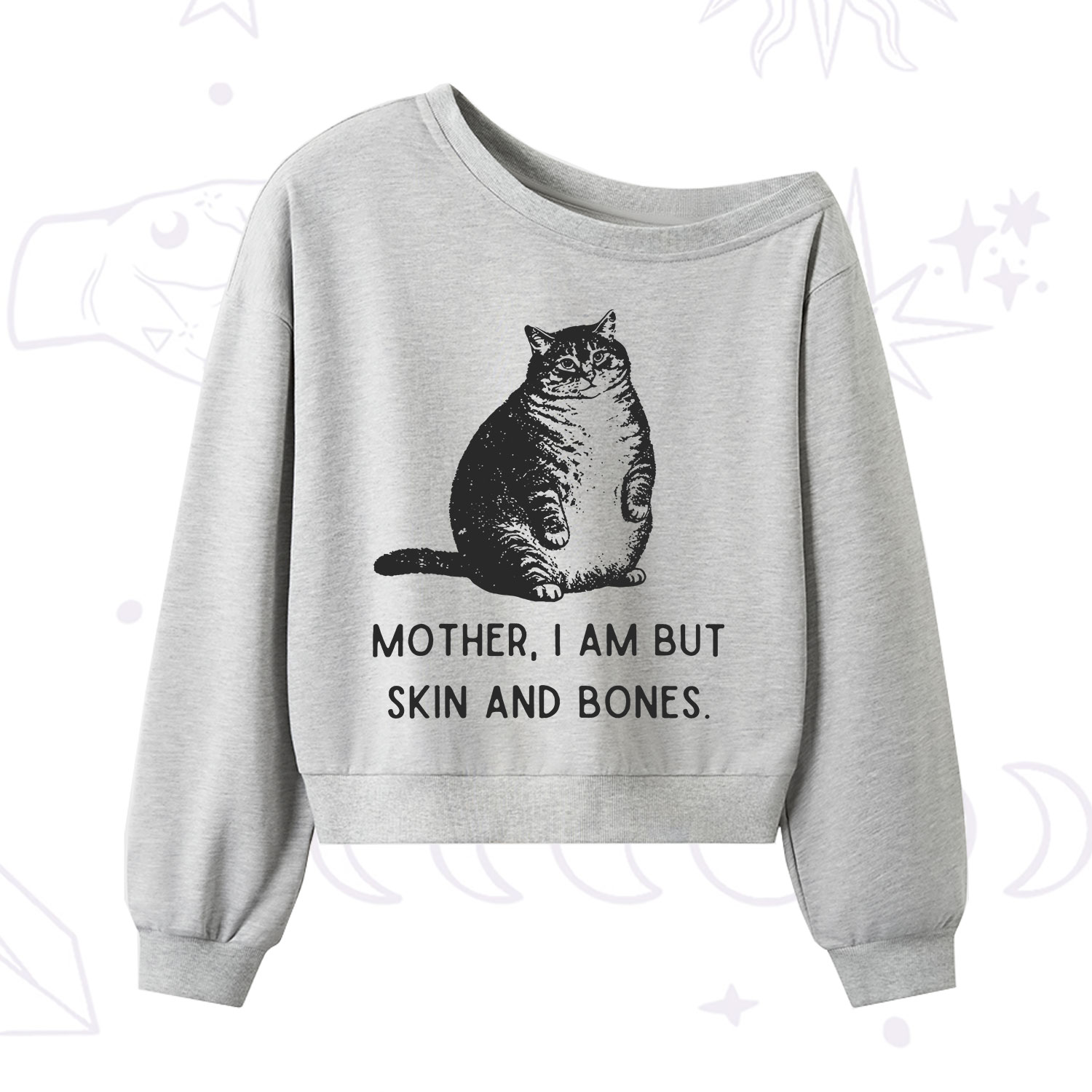 Purplehecate Cat Mother I Am But Skin And Bones One Shoulder Sweatshirt