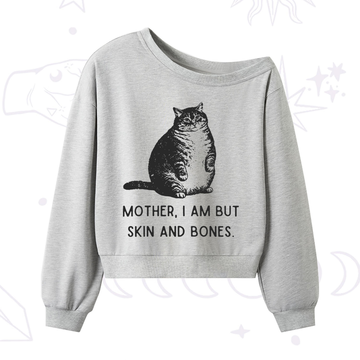 Purplehecate Cat Mother I Am But Skin And Bones One Shoulder Sweatshirt