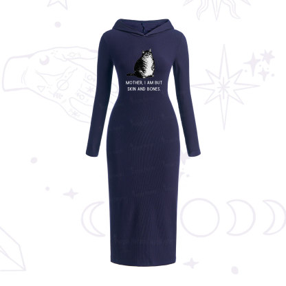 Purplehecate Cat Mother I Am But Skin And Bones Hooded Knit Dress