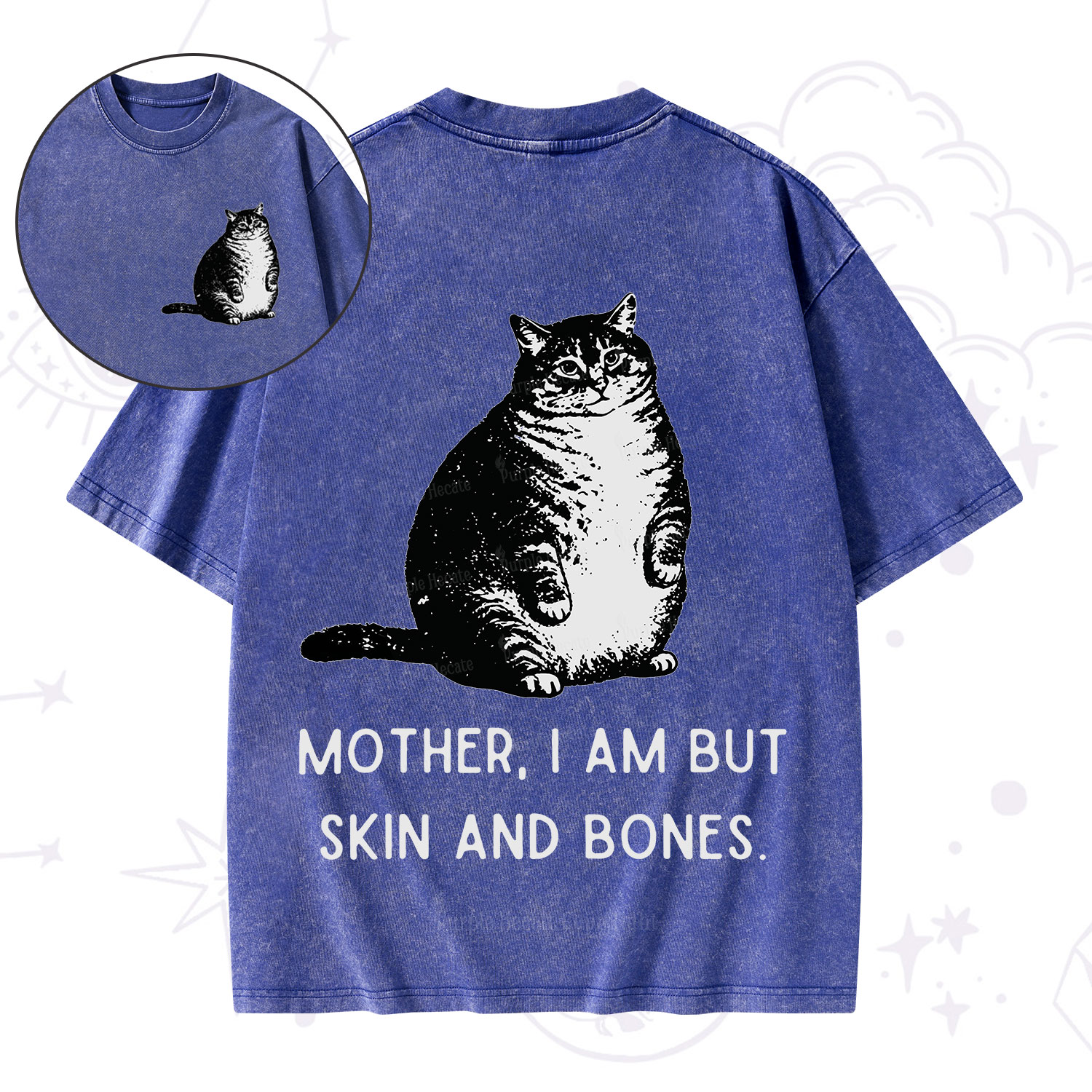 Purplehecate Cat Mother I Am But Skin And Bones  Washed T-Shirt
