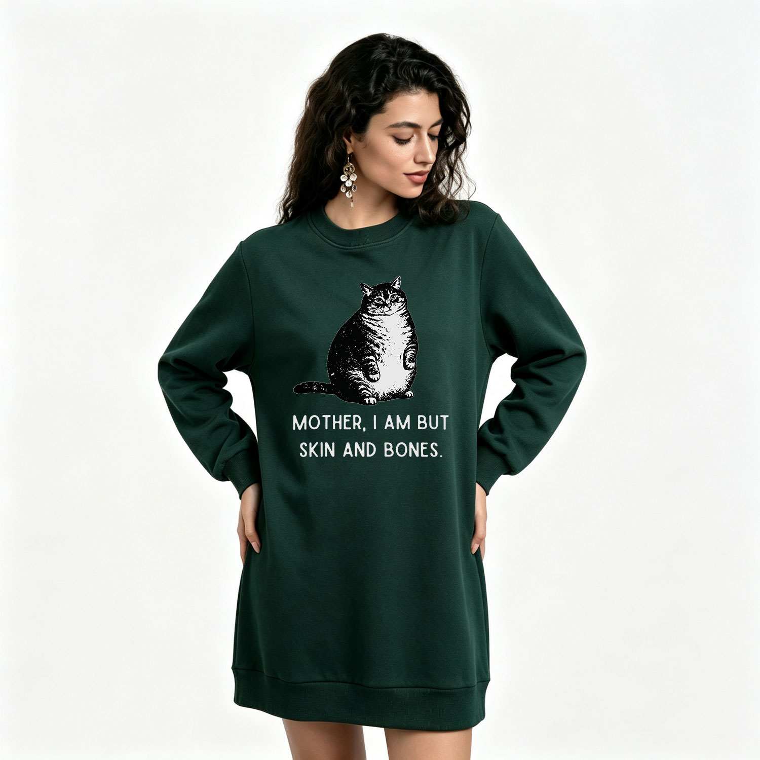 Purplehecate Cat Mother I Am But Skin And Bones Sweatshirt Dress