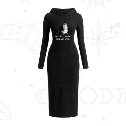 Purplehecate Cat Mother I Am But Skin And Bones Hooded Knit Dress
