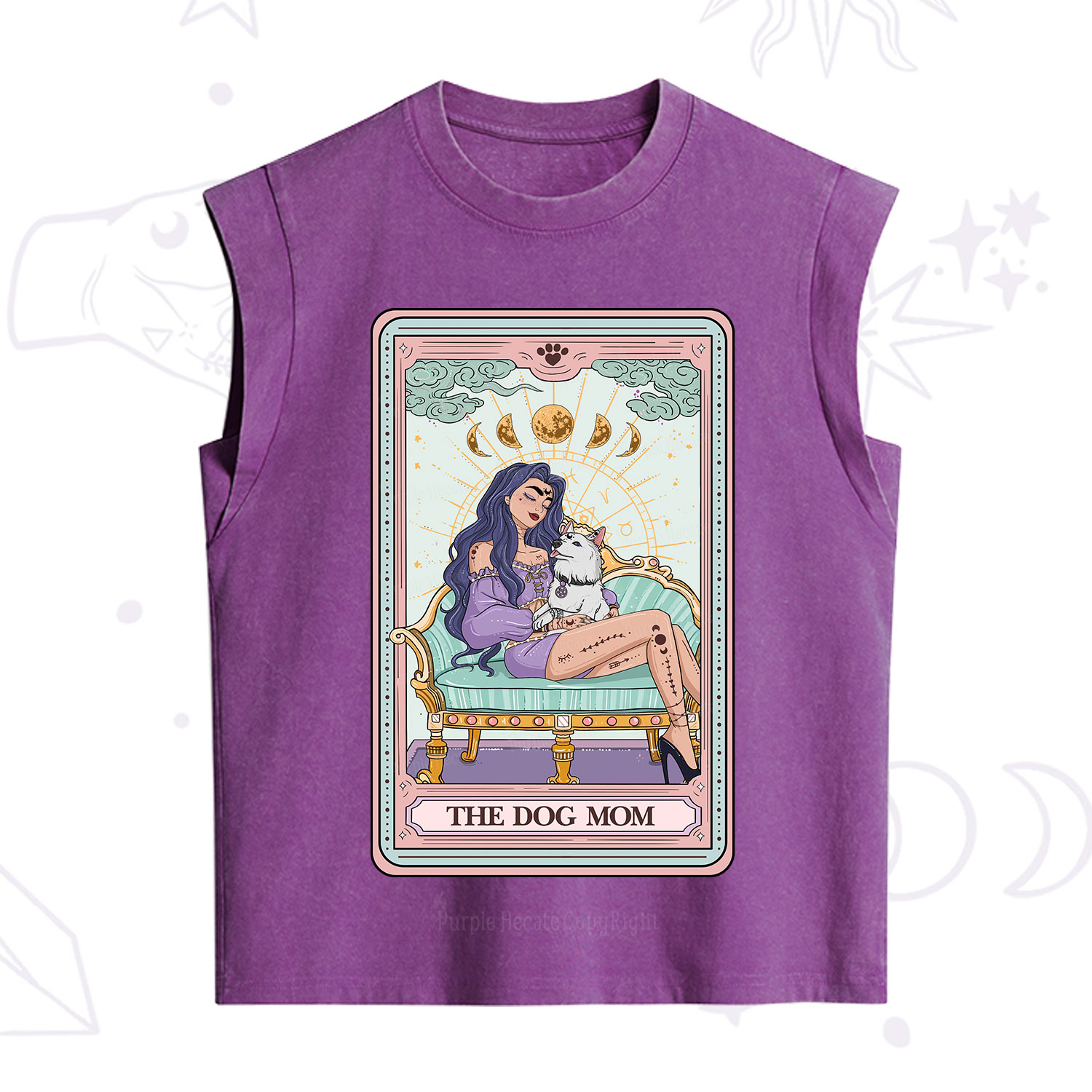 Purplehecate The Dog Mom Tarot Card Vintage Washed Tank