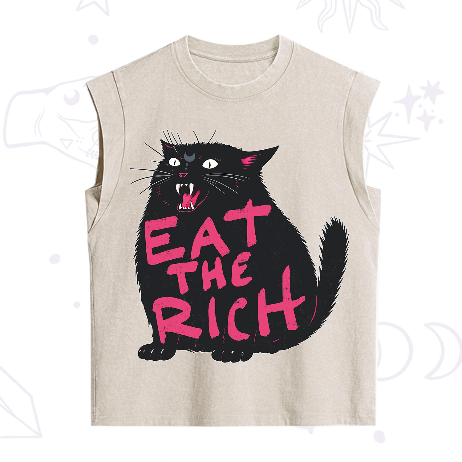 Purplehecate Eat The Rich Cat Vintage Washed Tank