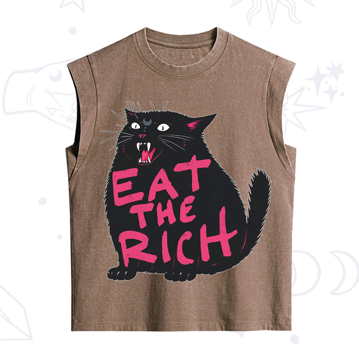 Purplehecate Eat The Rich Cat Vintage Washed Tank