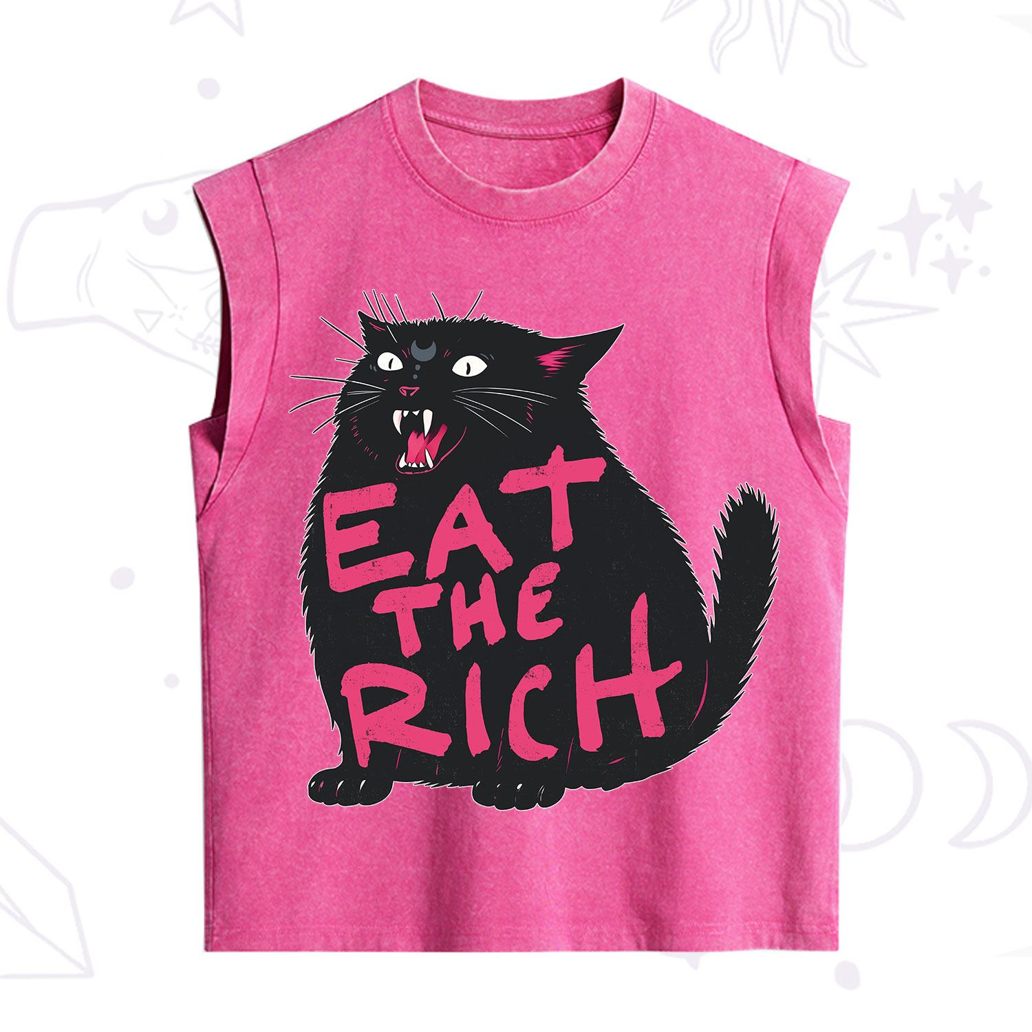 Purplehecate Eat The Rich Cat Vintage Washed Tank
