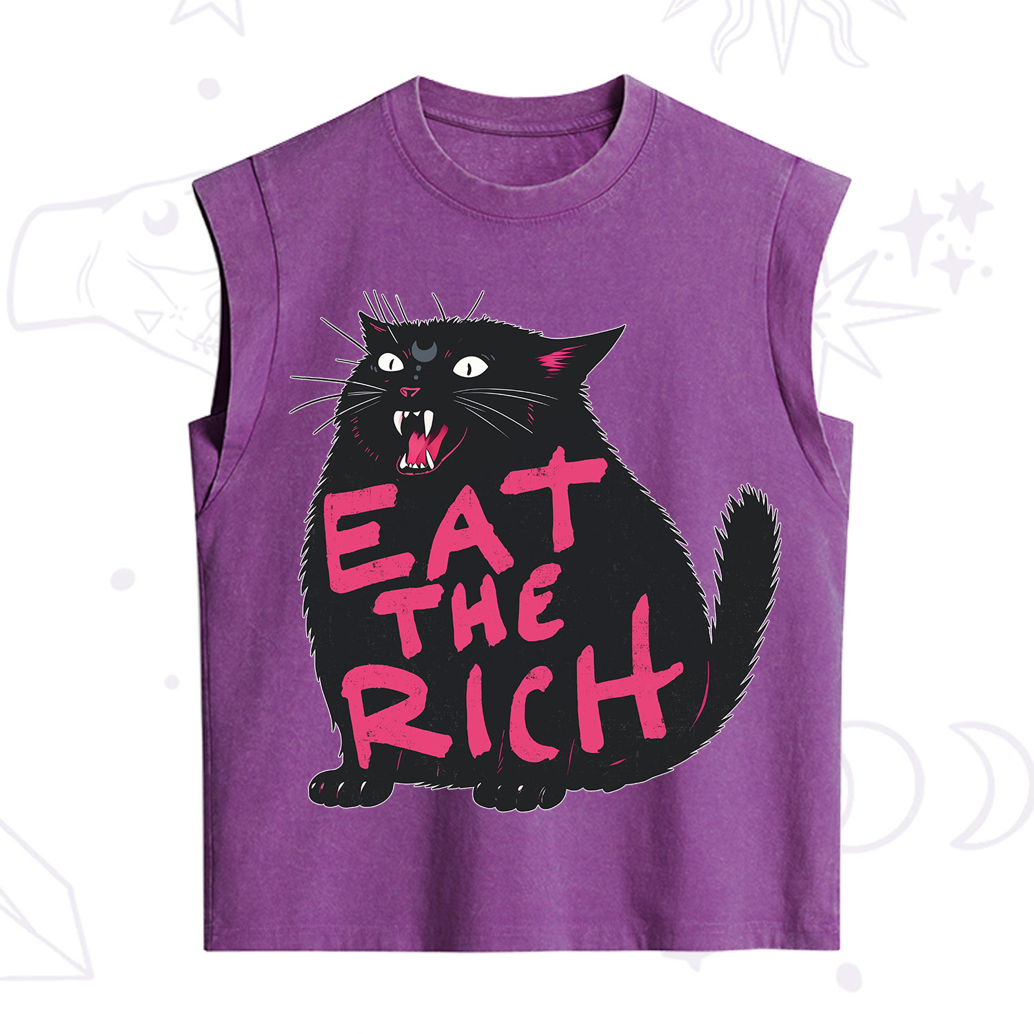 Purplehecate Eat The Rich Cat Vintage Washed Tank