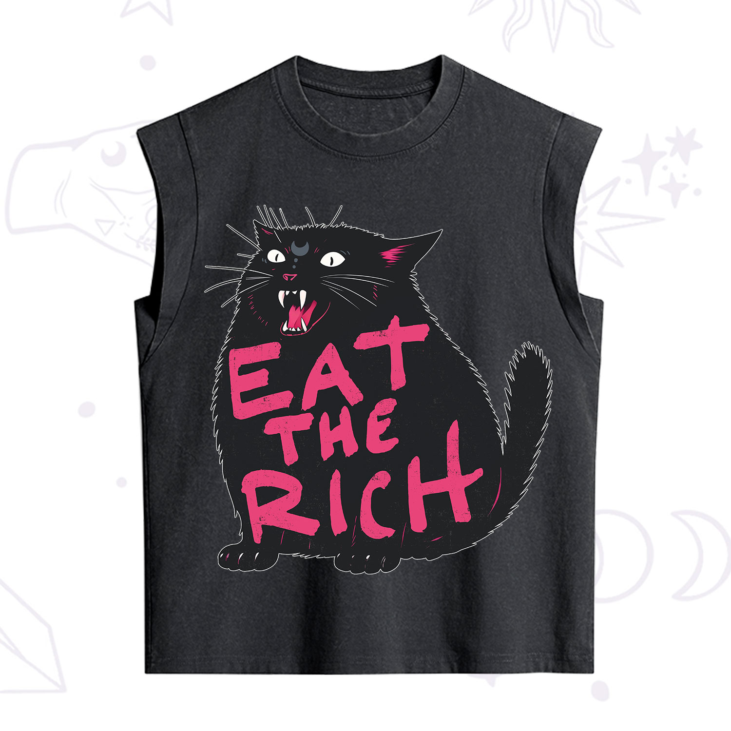 Purplehecate Eat The Rich Cat Vintage Washed Tank