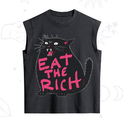 Purplehecate Eat The Rich Cat Vintage Washed Tank