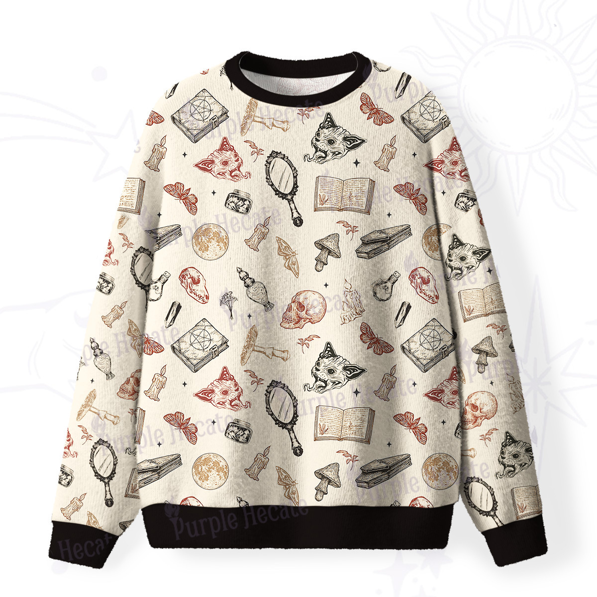 Purplehecate Witchcraft Study Fuzzy Ugly Christmas Sweatshirt