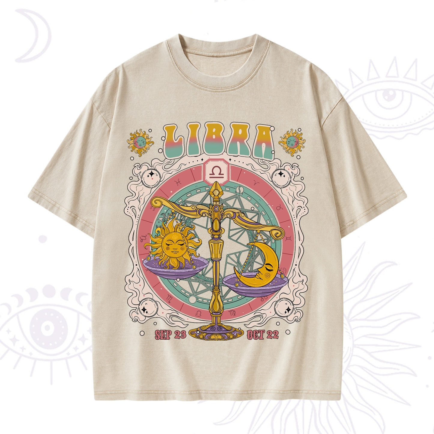 Purplehecate Libra Cosmic Zodiac Washed T-Shirt