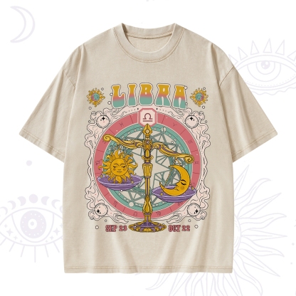 Purplehecate Libra Cosmic Zodiac Washed T-Shirt