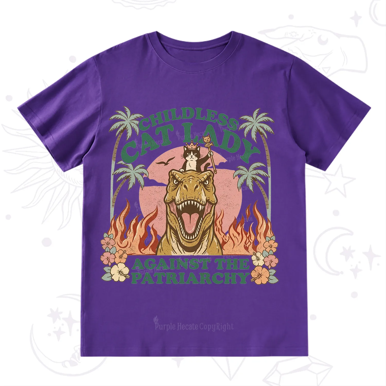 Purplehecate Childless Cat Lady Burn the Patriarchy T-Shirt