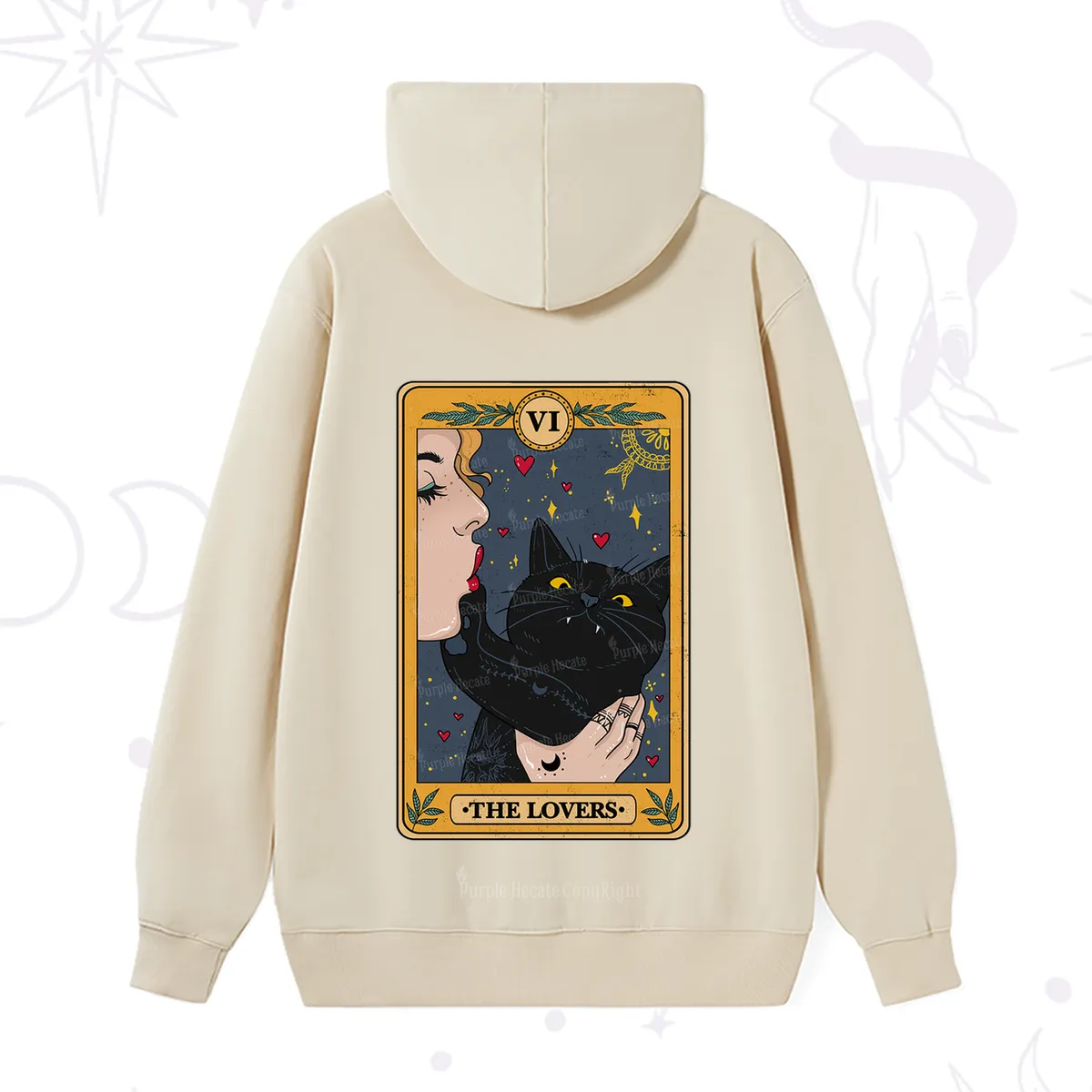Purplehecate The Lovers Cat Tarot Hoodie