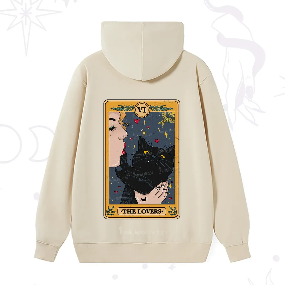 Purplehecate The Lovers Cat Tarot Hoodie