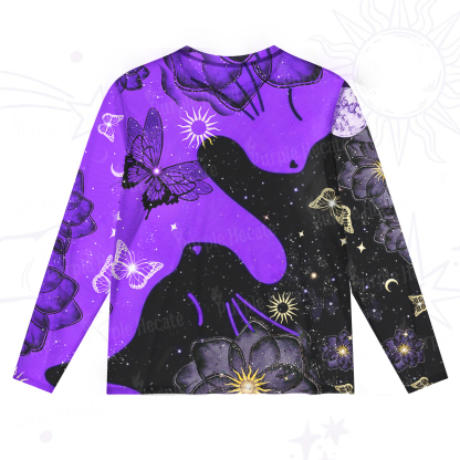 Purplehecate Starlit Cats & Butterflies Mesh Long Sleeve Top