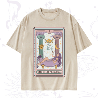 Purplehecate The High Priestess Tarot Washed T-Shirt