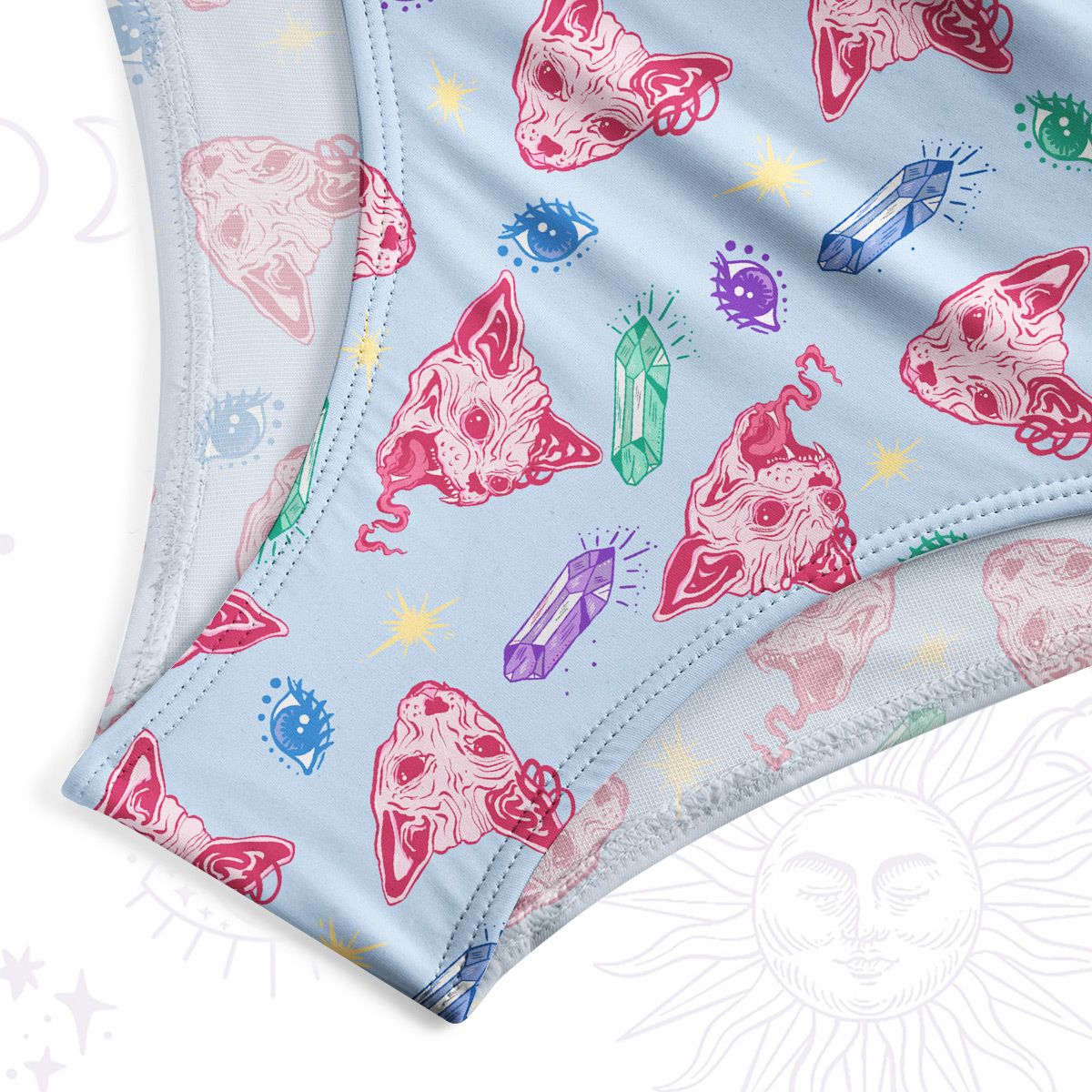 Purplehecate Crystal Cat Skull Swimsuit