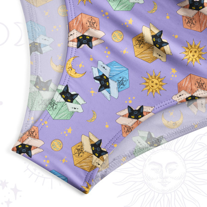 Purplehecate Magical Black Cat One-Piece Swimsuit