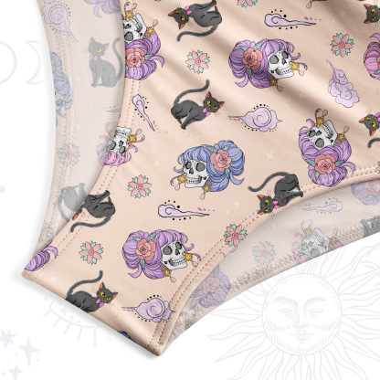 Purplehecate Magical Cat Skeleton Mom One-Piece Swimsuit