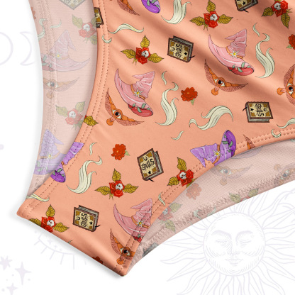 Purplehecate Fantasy Wizard Hat One-Piece Swimsuit