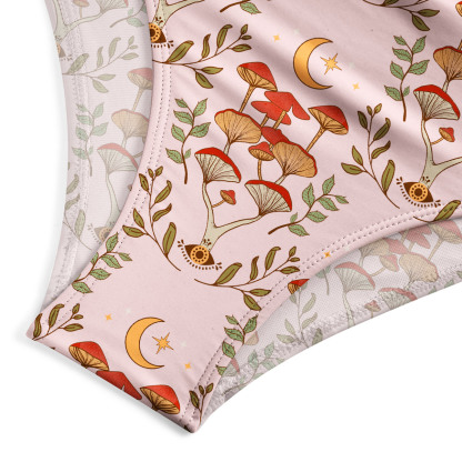 Purplehecate Psychedelic Mushrooms One-Piece Swimsuit