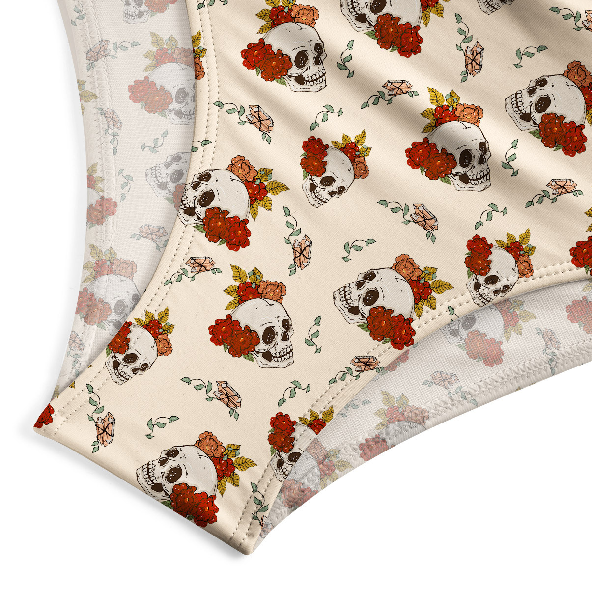 Purplehecate Flowers and Bones One-Piece Swimsuit