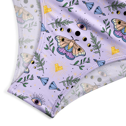 Purplehecate Luna Moth Witch One-Piece Swimsuit