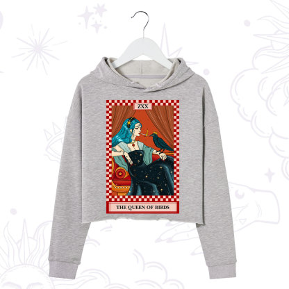 Purplehecate The Queen Of Birds Tarot  Crop Hoodie