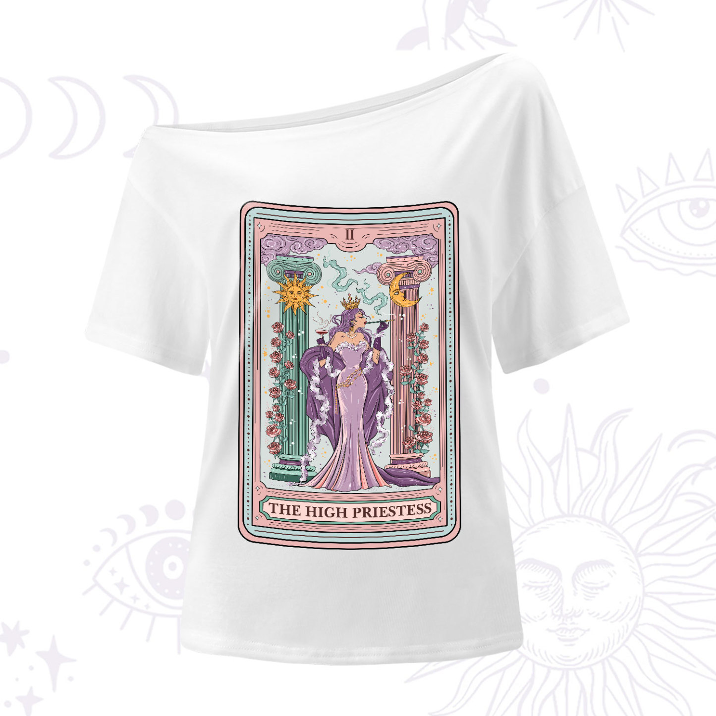 Purplehecate The High Priestess Tarot Card One-Shoulder T-Shirt