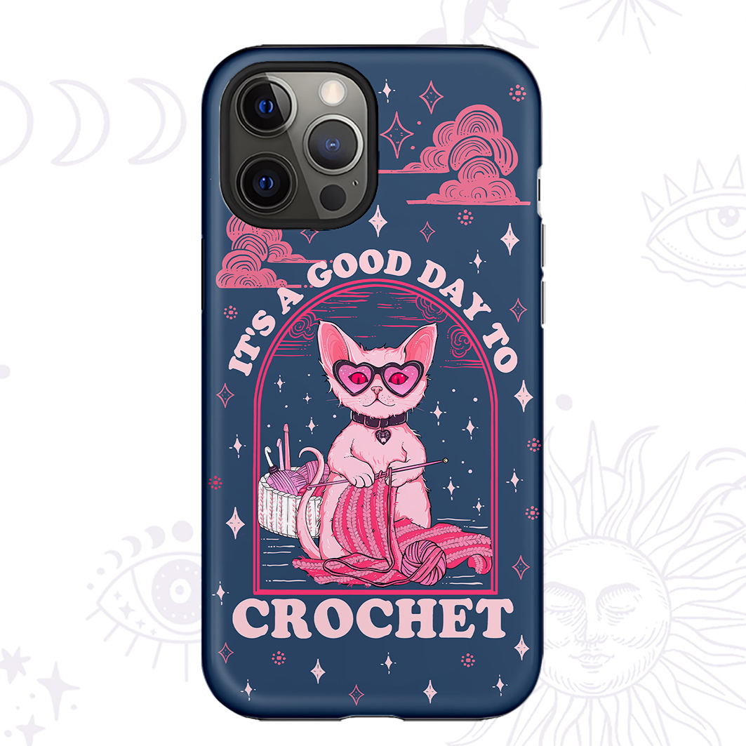 Purplehecate It's A Good Day To Crochet Crop Phone Case