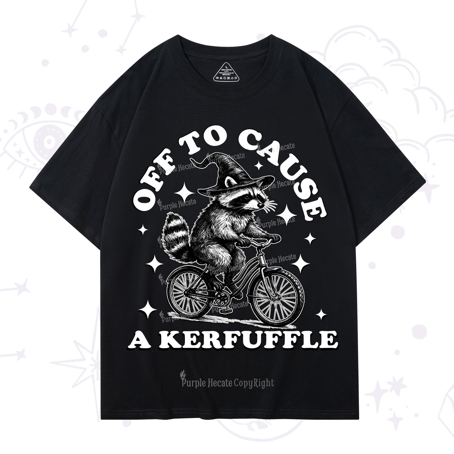 Purplehecate Off to Cause a Kerfuffle Raccoon T-Shirt