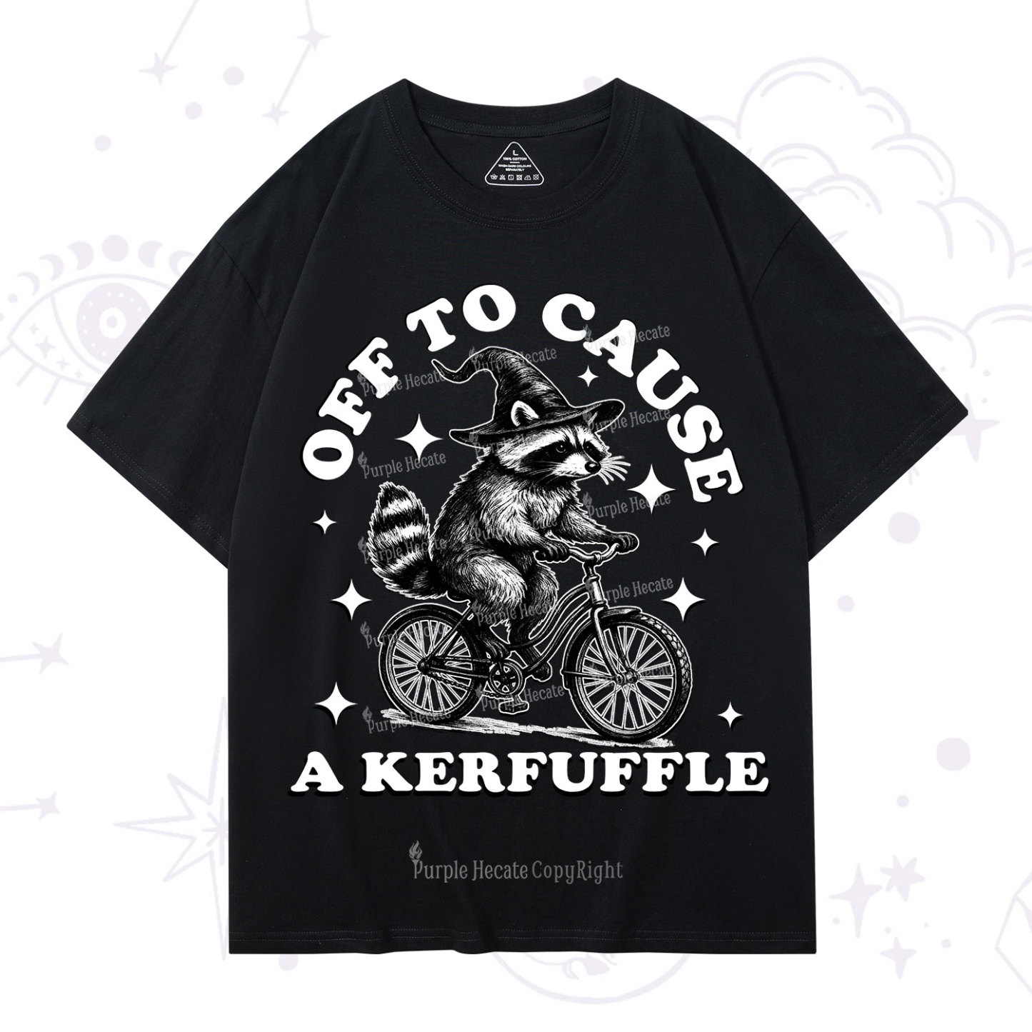 Purplehecate Off to Cause a Kerfuffle Raccoon T-Shirt
